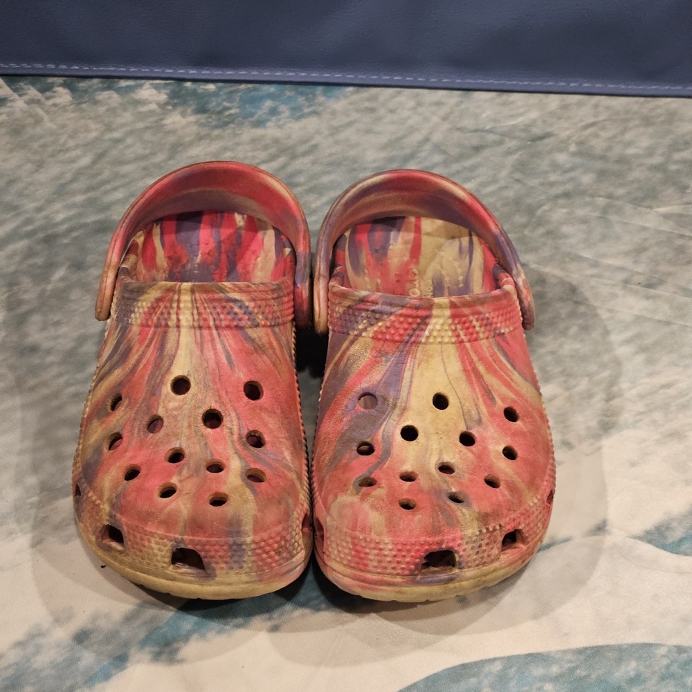 Crocs Girls Toddler Size 11C‎ Tie Dye Pink Clogs Slip On Shoes